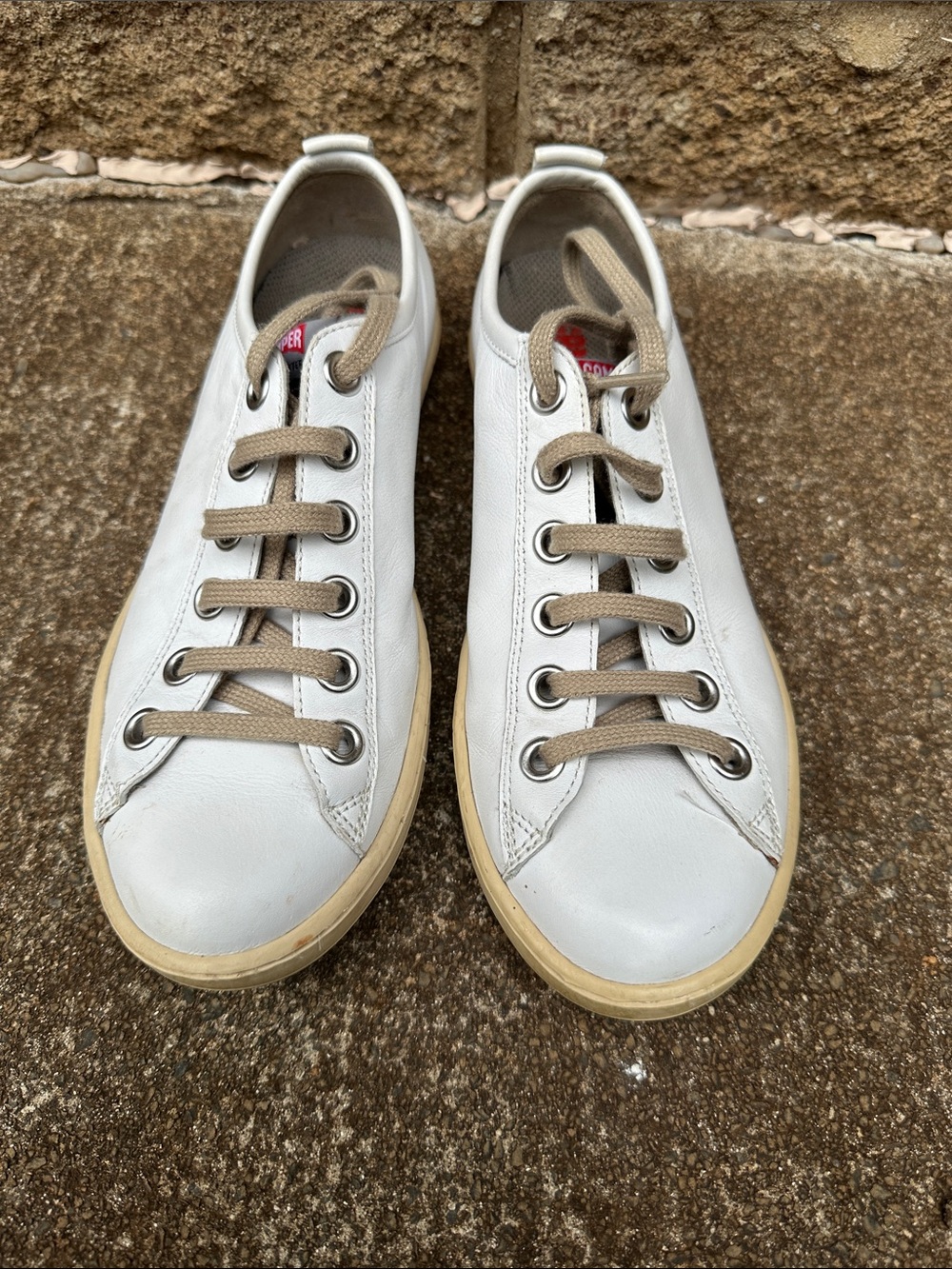 Camper Imar White Leather Sneaker Red Logo